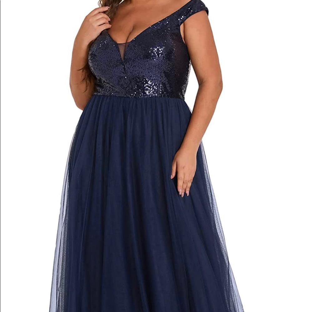 Ever Pretty - Plus Size - Floor Length - Navy Dress